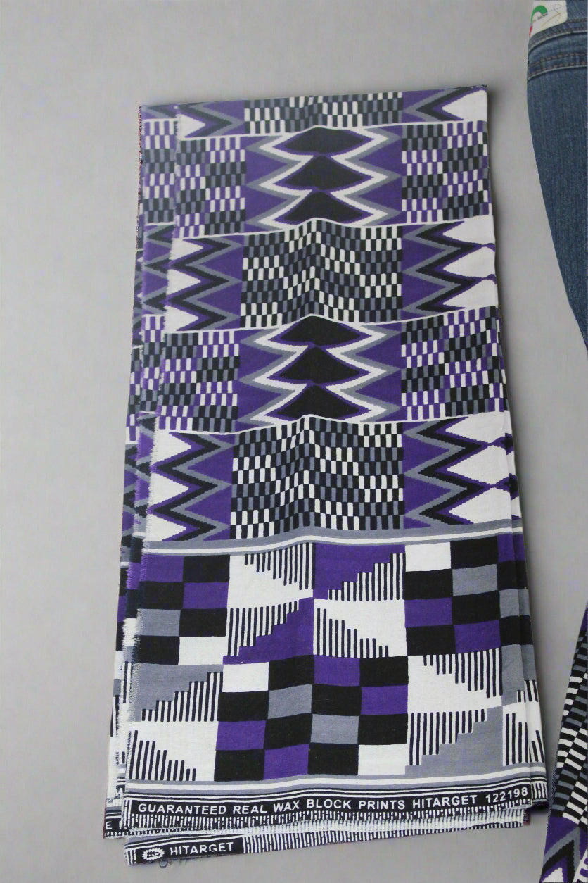 Upcycled jeans to jean skirt Size 20 Fawohodie Independence Purple Ankara African Diaspora