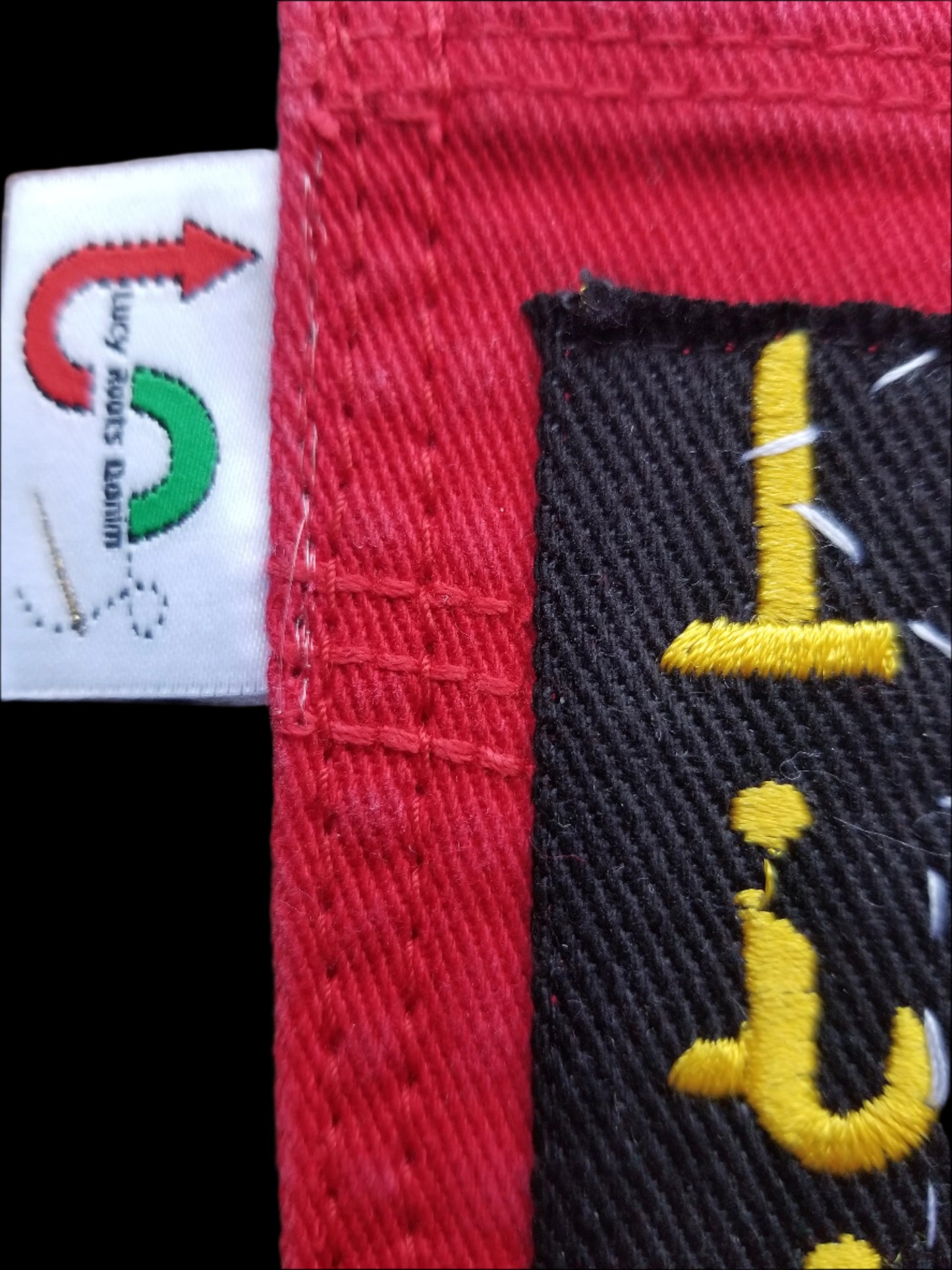 Ankh # 2 Upcycled red jeans Pocket Patch African Diaspora Leather Applique