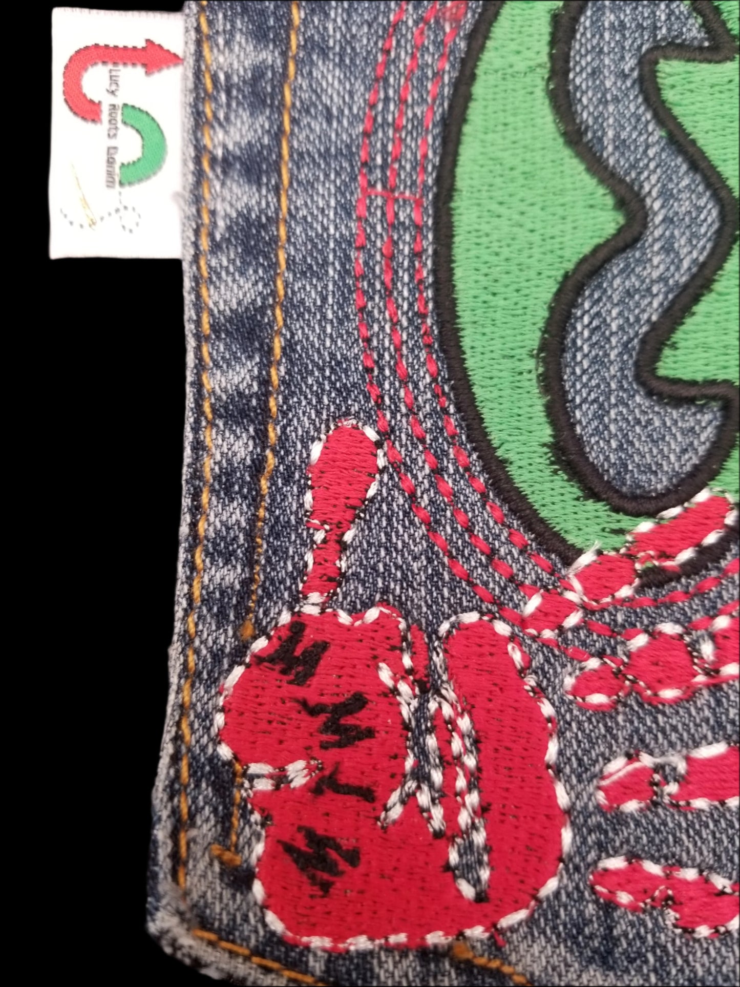 Nkonsonkonson # 1 Upcycled denim blue jeans Pocket Patch African Diaspora Indigenous Peoples
