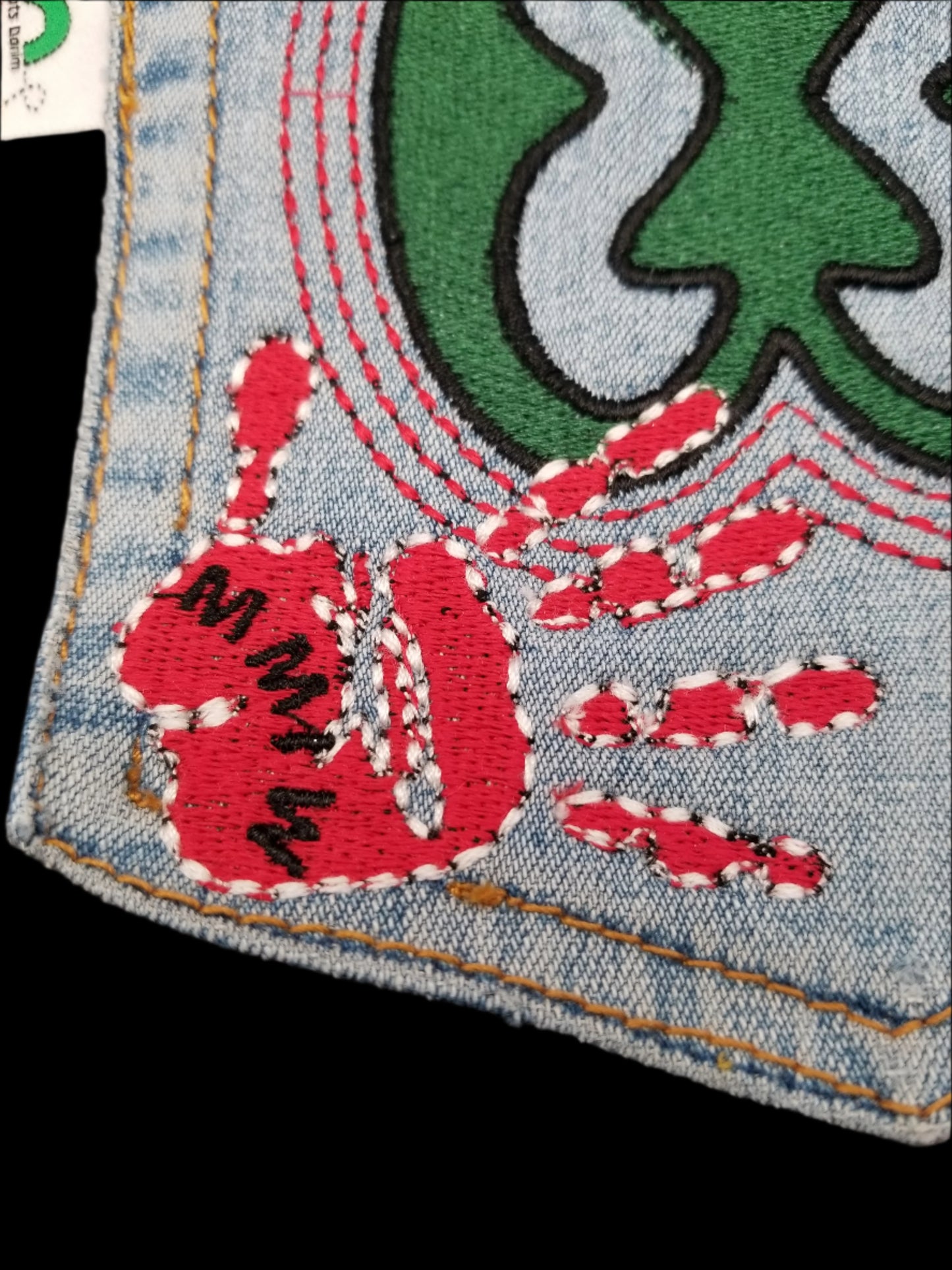 Nkonsonkonson # 3 Upcycled denim blue jeans Pocket Patch African Diaspora Indigenous Peoples