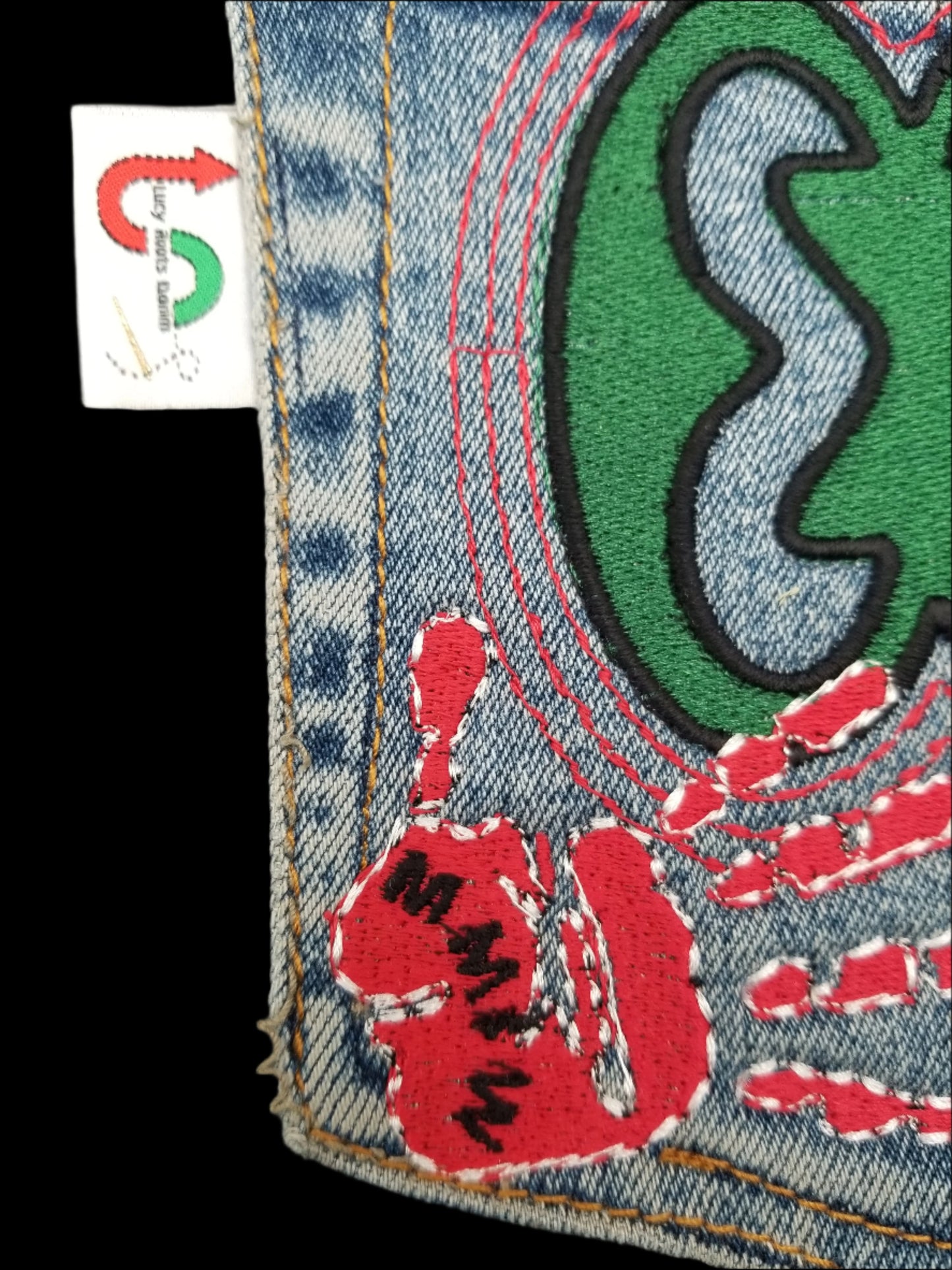 Nkonsonkonson # 4 Upcycled denim blue jeans Pocket Patch African Diaspora Indigenous Peoples