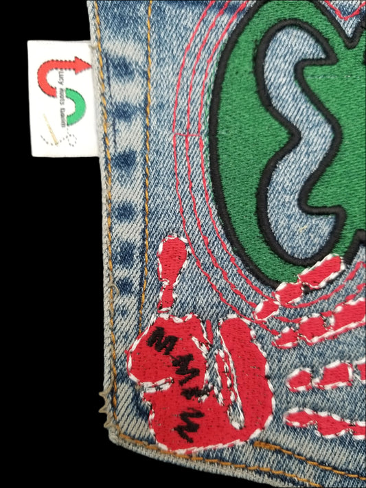 Nkonsonkonson # 4 Red Hand x BLM Upcycled jeans Pocket Patch African Diaspora Indigenous Peoples