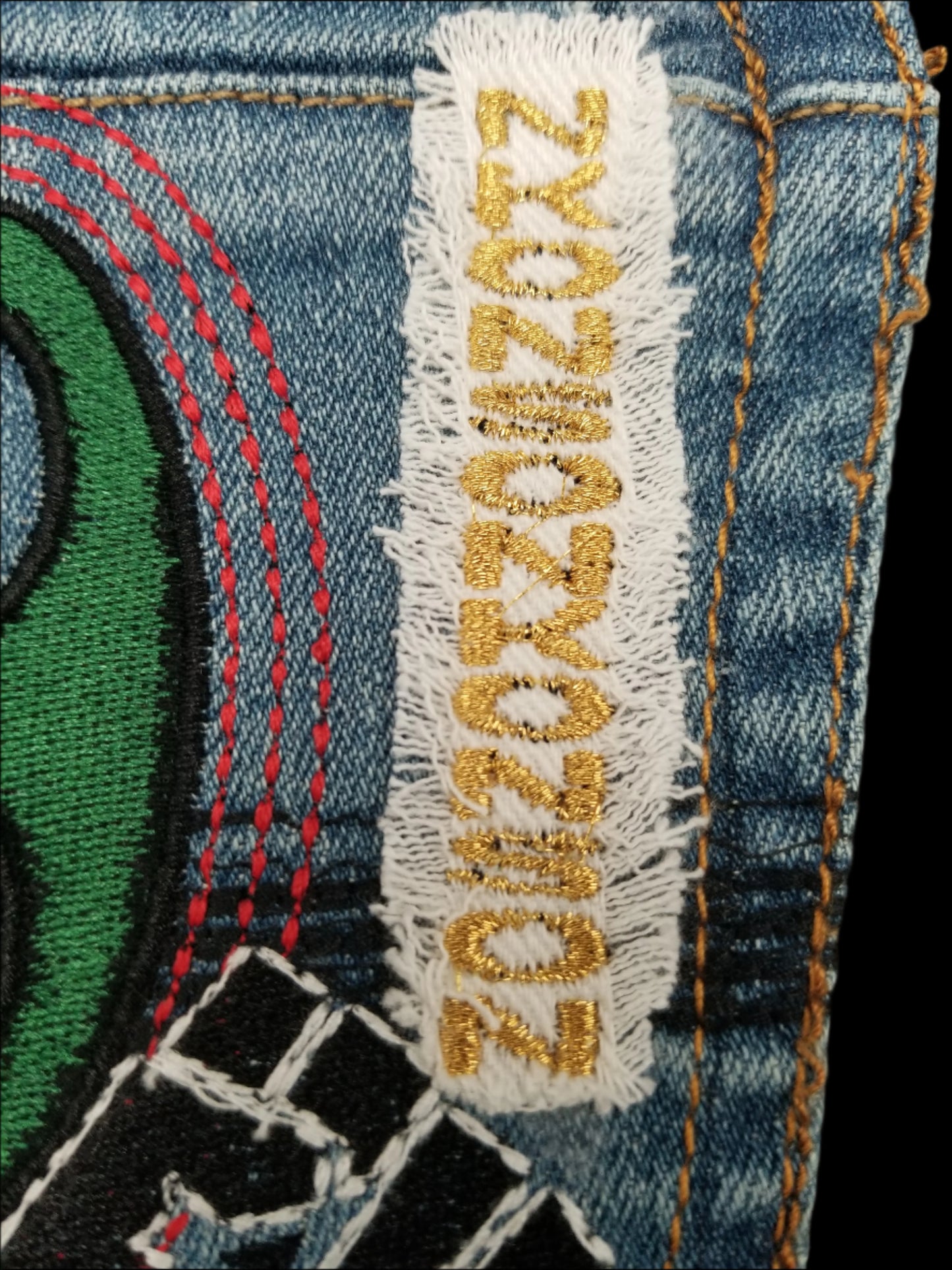 Nkonsonkonson # 6 Upcycled denim blue jeans Pocket Patch African Diaspora Indigenous Peoples