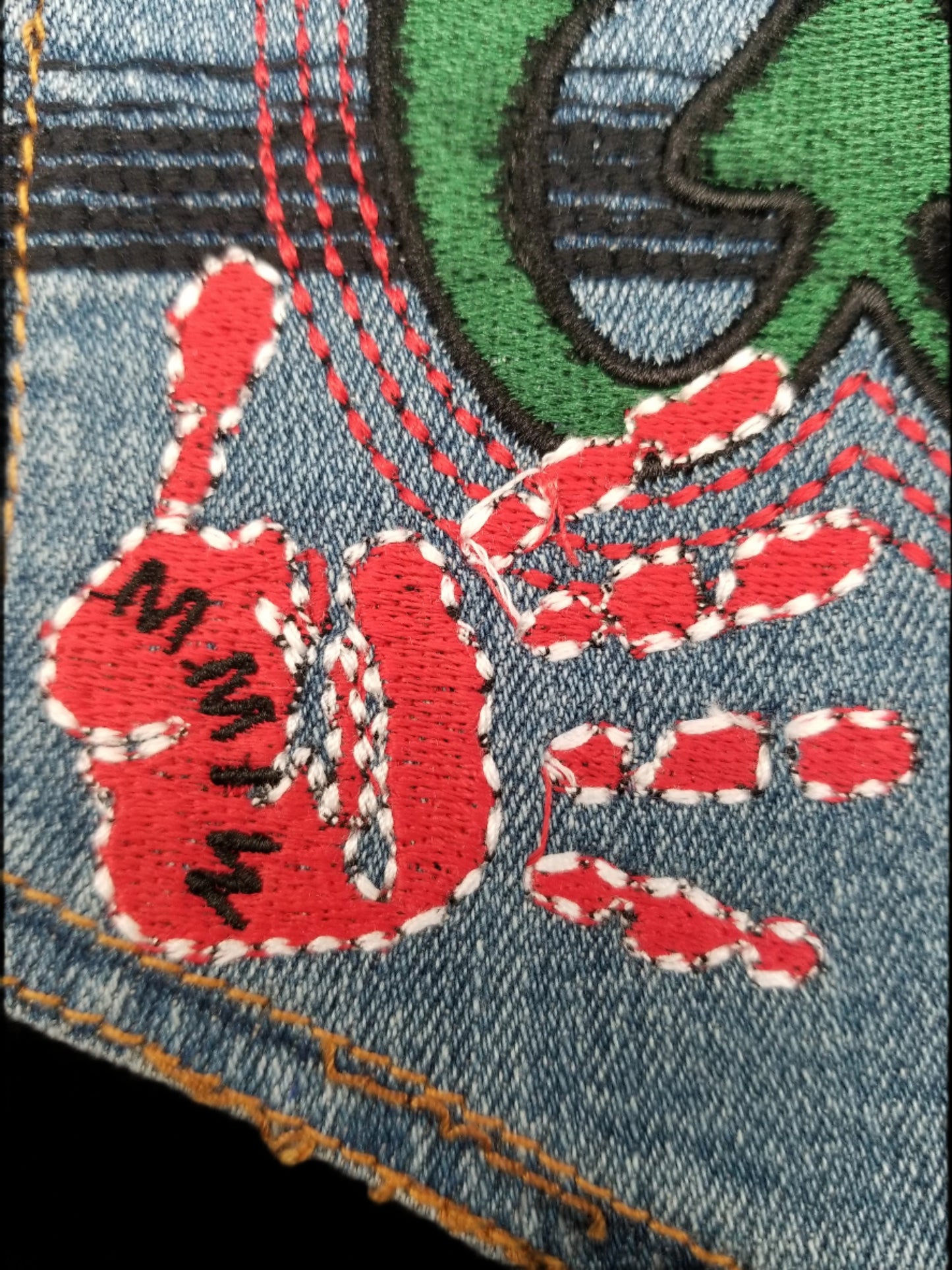 Nkonsonkonson # 6 Upcycled denim blue jeans Pocket Patch African Diaspora Indigenous Peoples