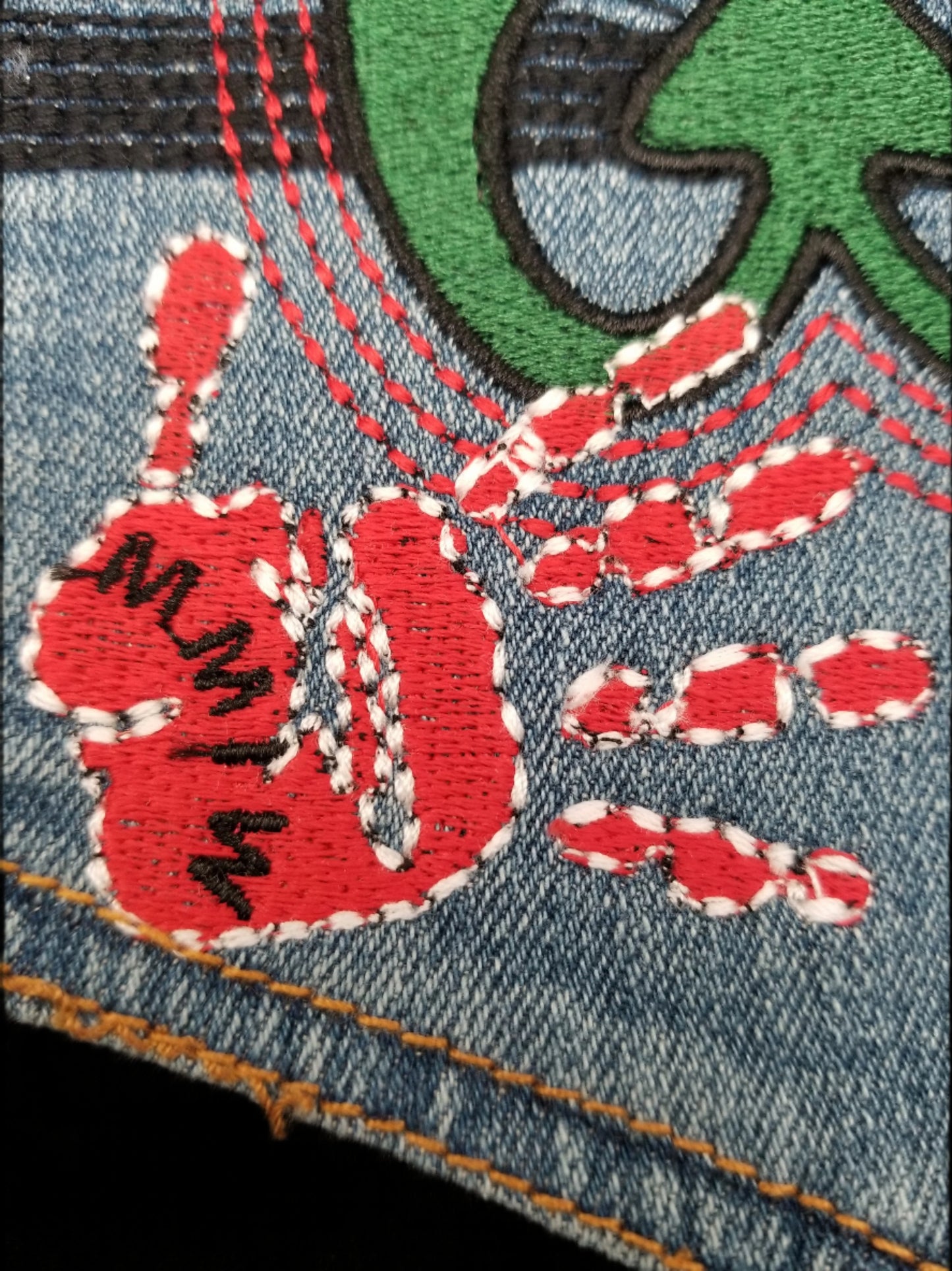 Nkonsonkonson # 7 Upcycled denim blue jeans Pocket Patch African Diaspora Indigenous Peoples