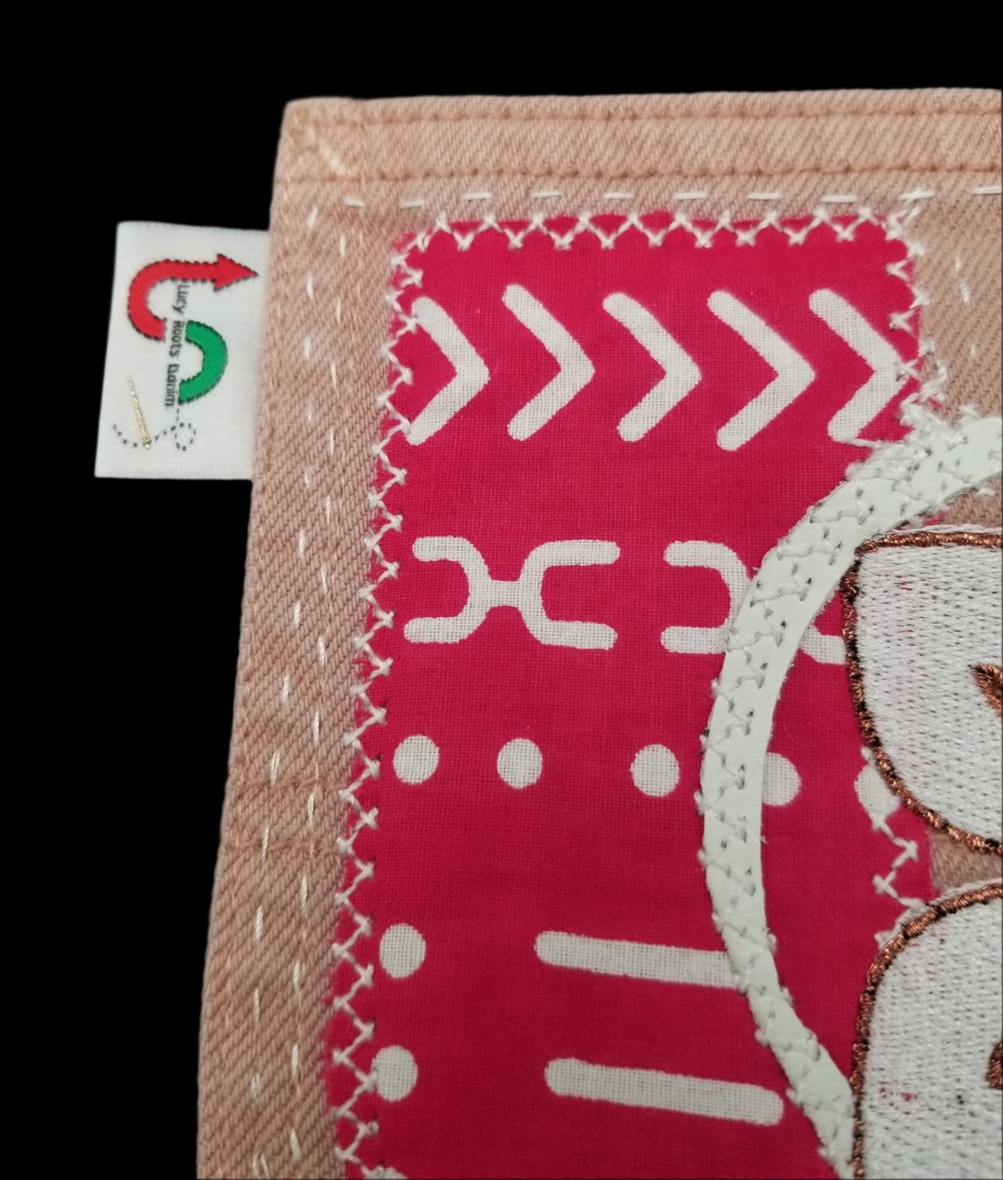 Cowries Nserewa # 1 Upcycled pink jeans Pocket Patch African Diaspora