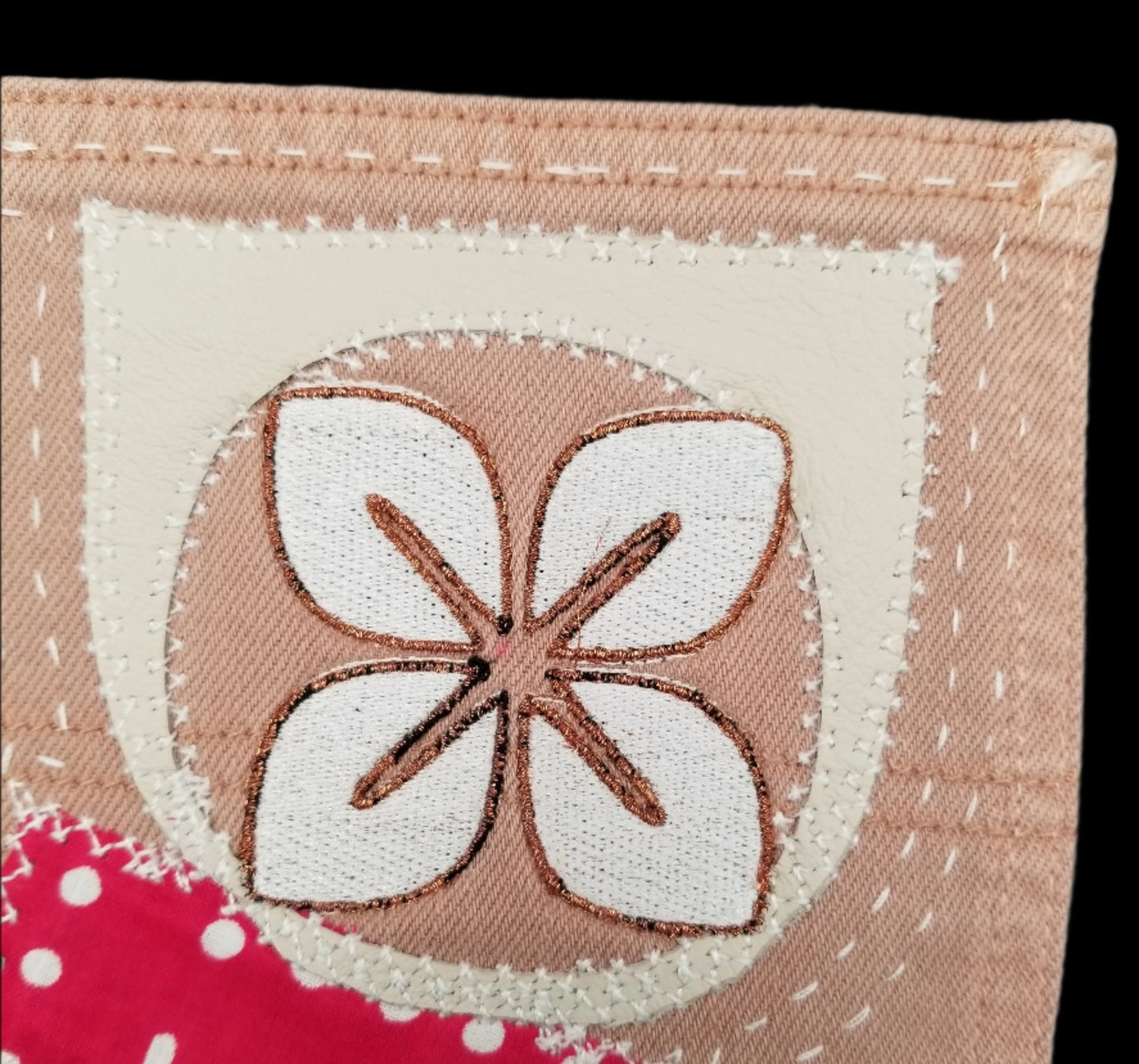 Cowries Nserewa # 2 Upcycled pink jeans Pocket Patch African Diaspora
