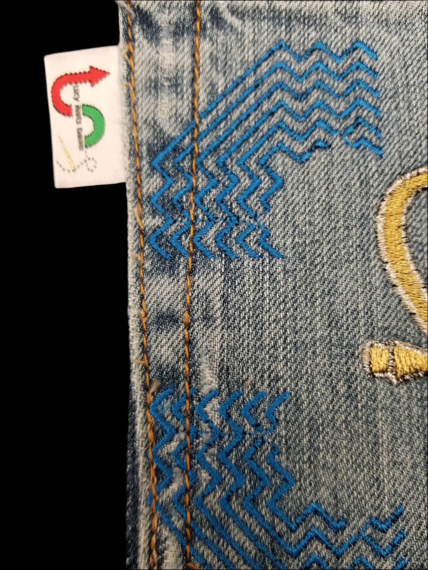 Ankh # 9 Upcycled denim blue jeans Pocket Patch African Diaspora