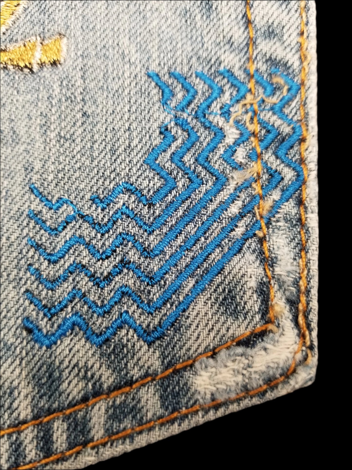 Ankh # ten 10 Upcycled denim blue jeans Pocket Patch African Diaspora