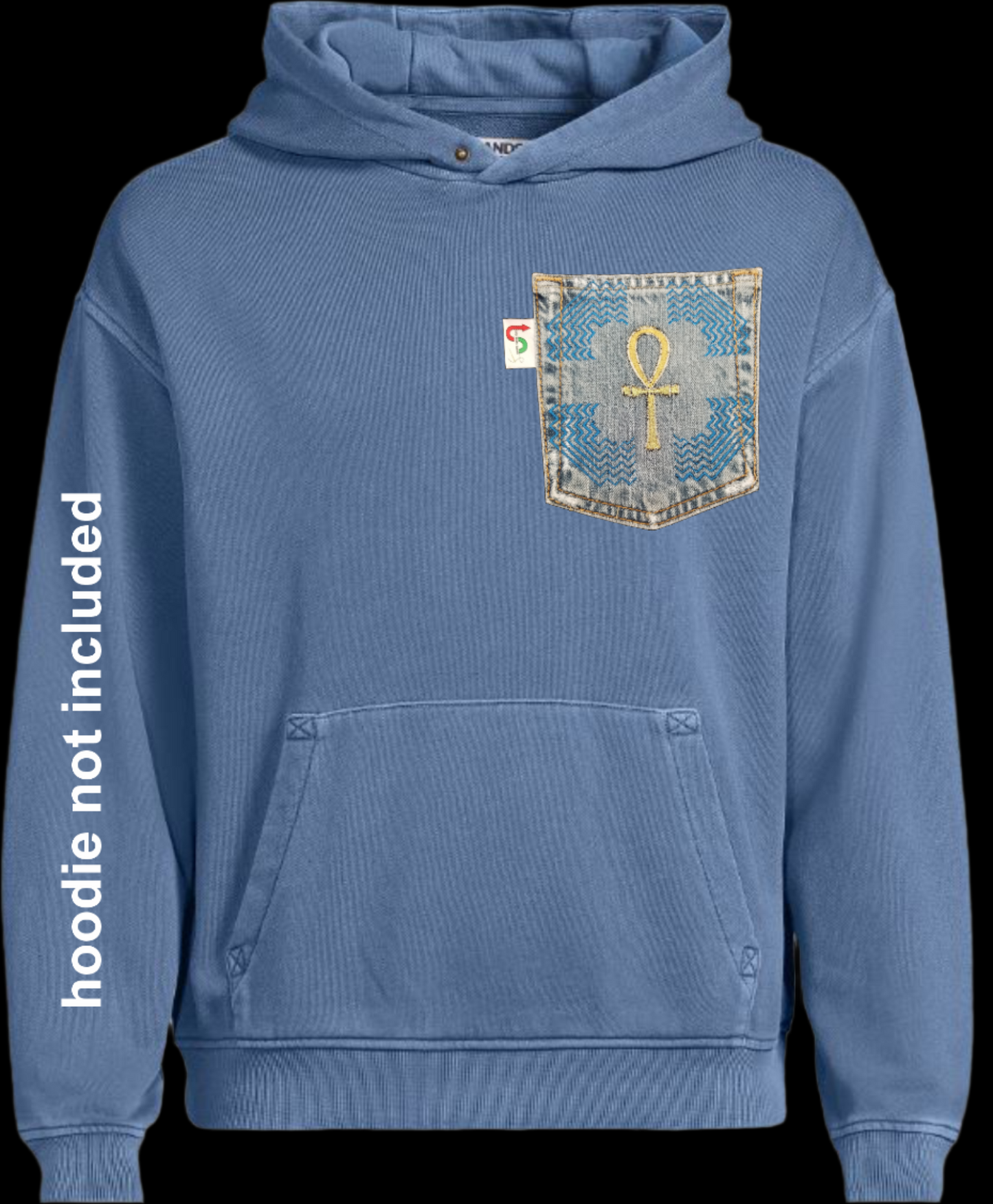 Ankh # ten 10 Upcycled denim blue jeans Pocket Patch African Diaspora