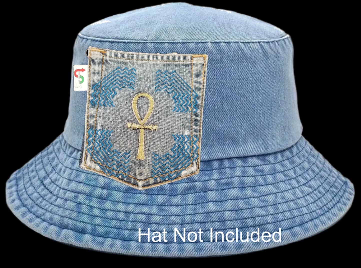Ankh # 9 Upcycled denim blue jeans Pocket Patch African Diaspora