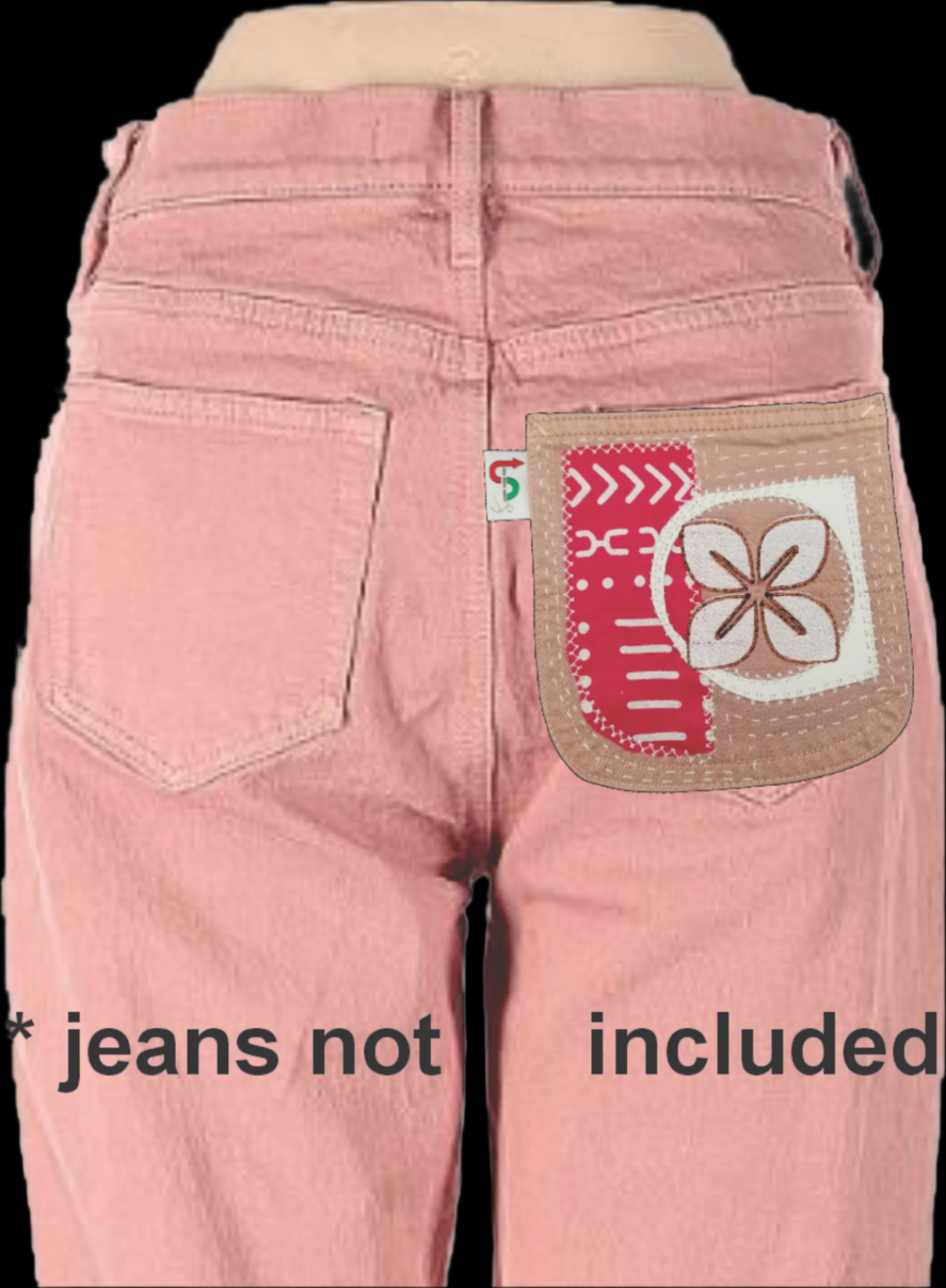 Cowries Nserewa # 1 Upcycled pink jeans Pocket Patch African Diaspora