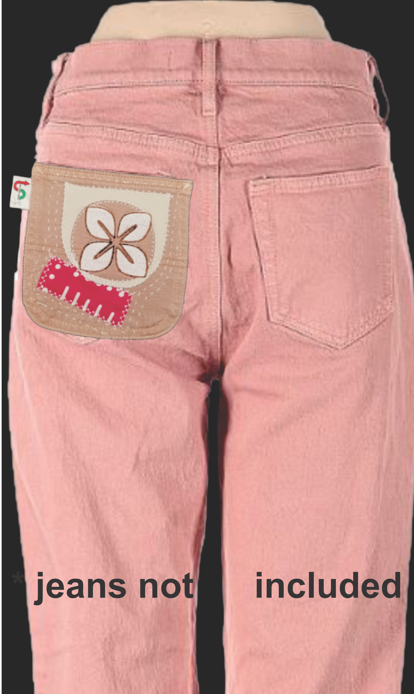 Cowries Nserewa # 2 Upcycled pink jeans Pocket Patch African Diaspora
