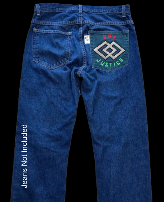 EPA # 2 Law and Justice Upcycled royal blue jeans Pocket Patch African Diaspora