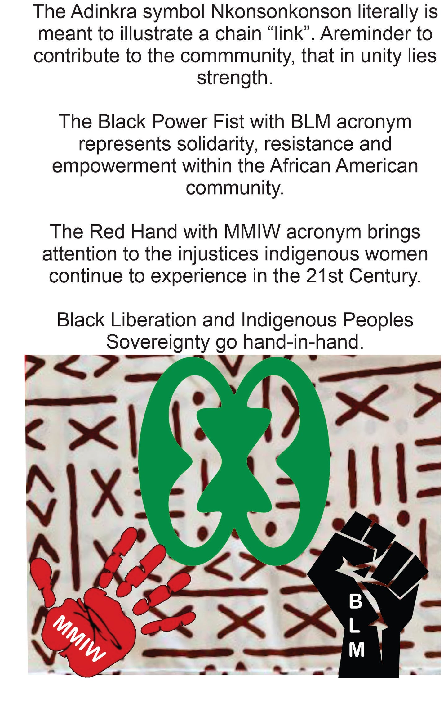 Nkonsonkonson # 6 Red Hand x BLM Upcycled jeans Pocket Patch African Diaspora Indigenous Peoples