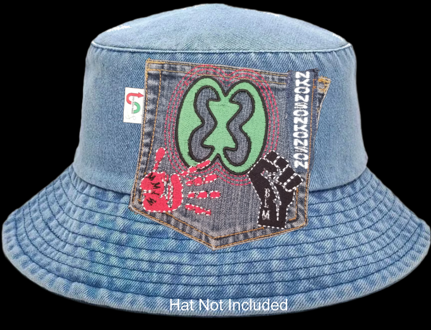 Nkonsonkonson # 4 Upcycled denim blue jeans Pocket Patch African Diaspora Indigenous Peoples