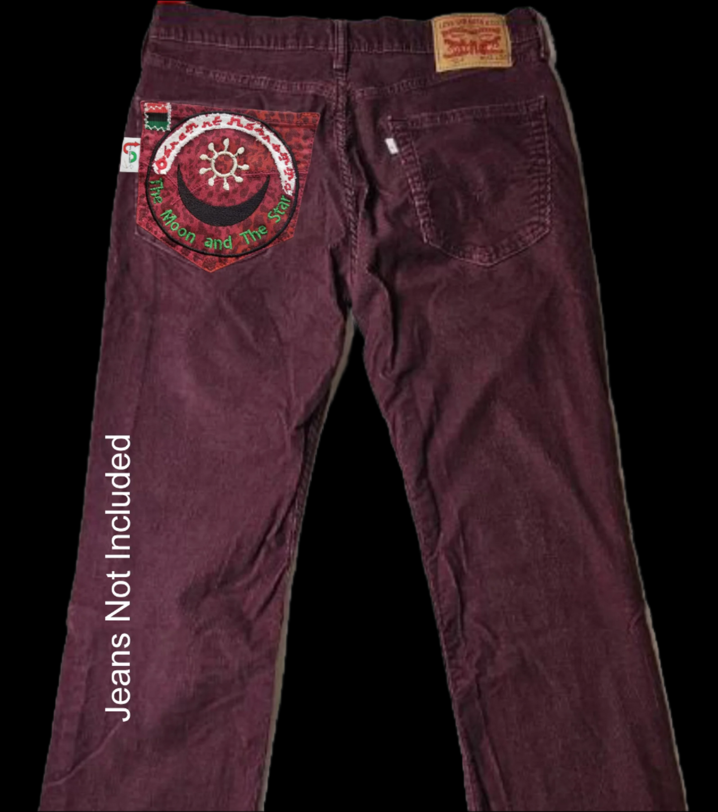 Osram ne Nsoromma # 2 The Moon and The Star Upcycled red jeans Pocket Patch African Diaspora