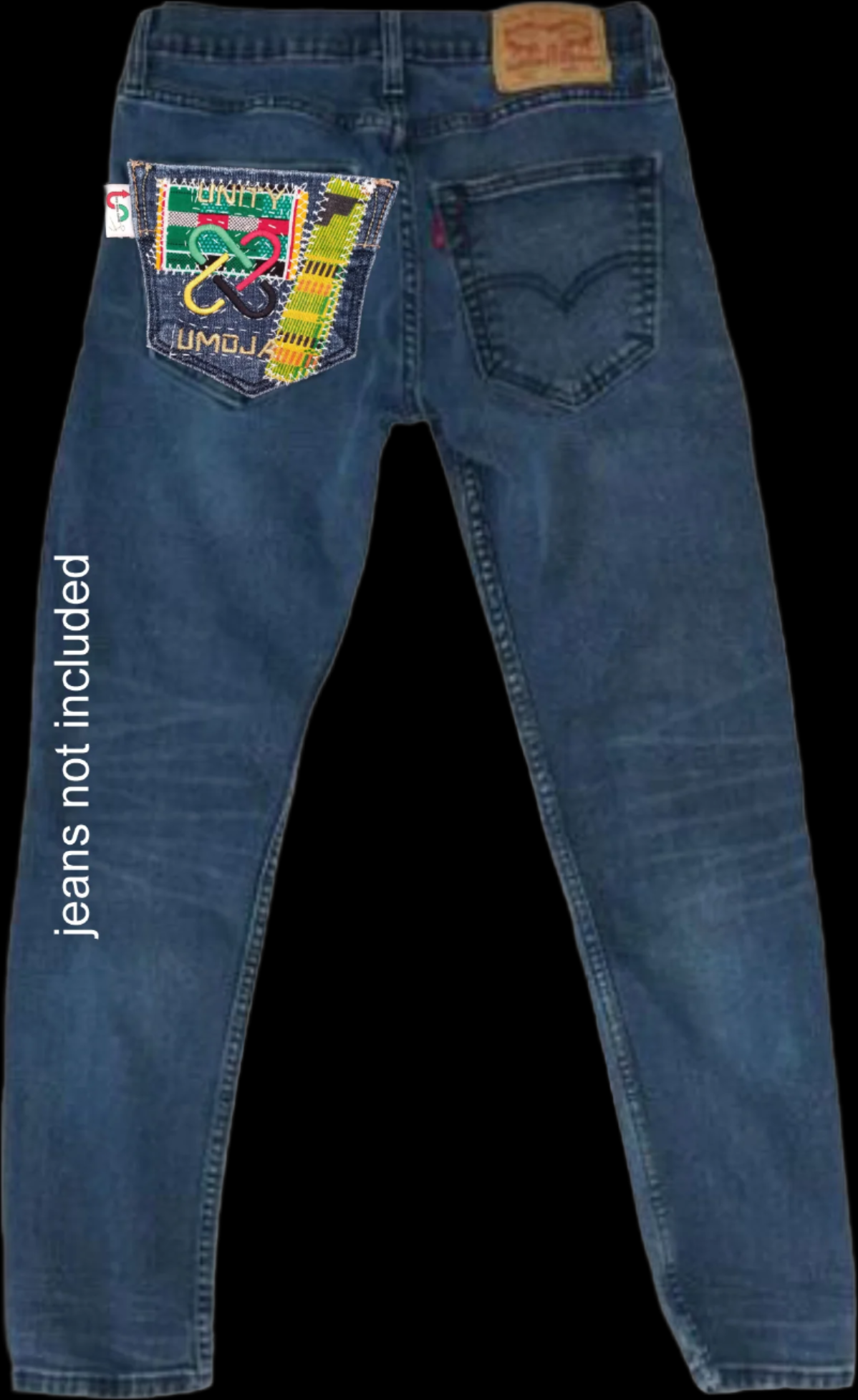 Umoja Unity # 2 Upcycled denim blue jeans Pocket Patch African Diasopra