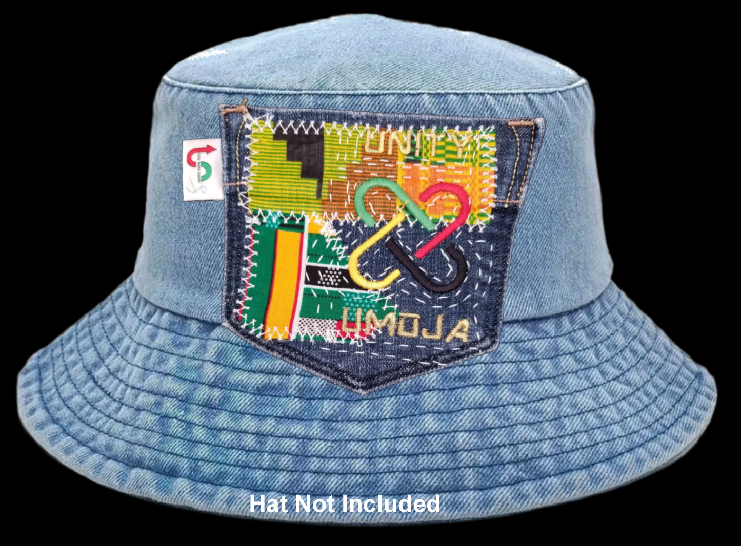 Umoja Unity # 1 Upcycled denim blue jeans Pocket Patch African Diasopra