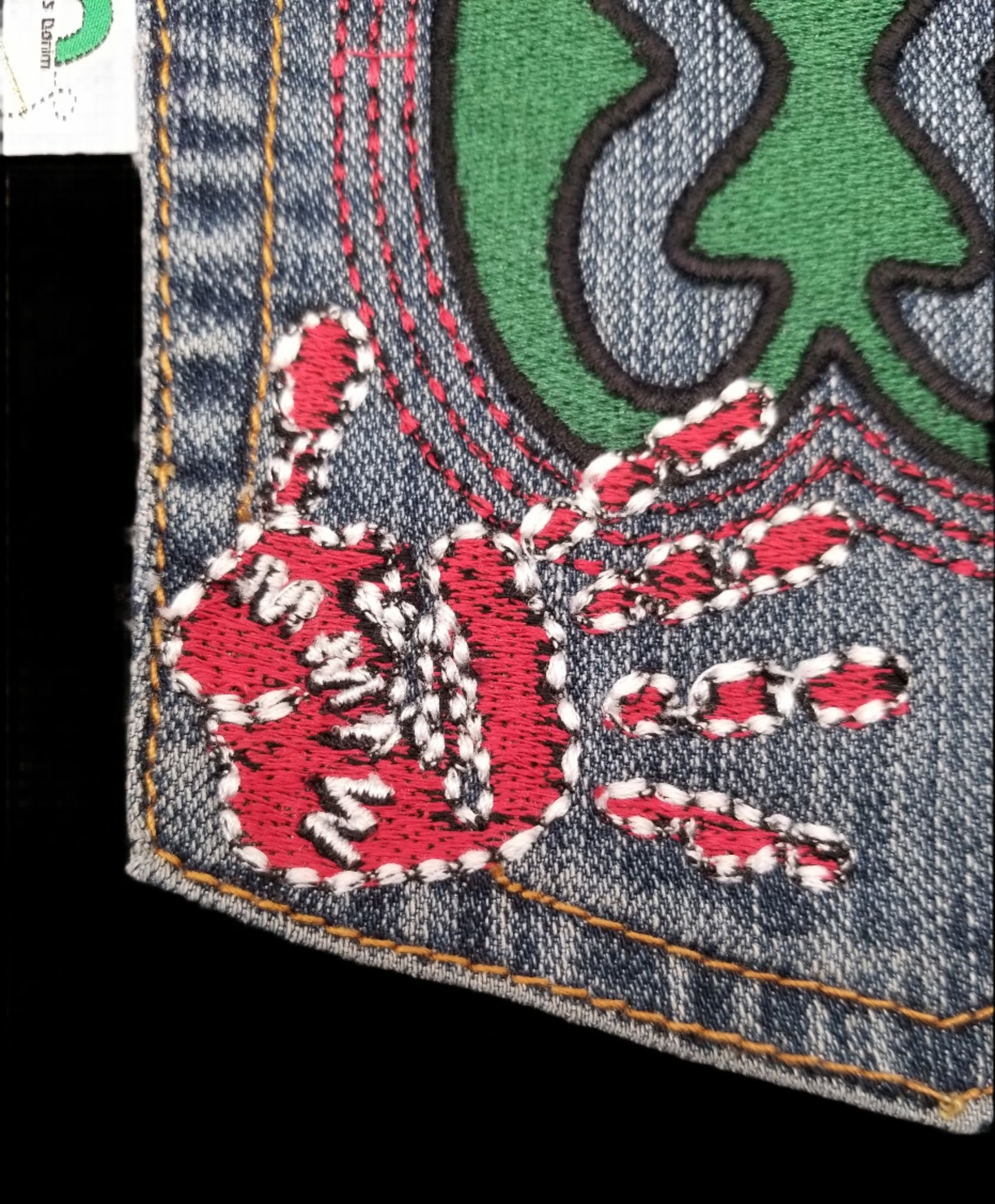 Nkonsonkonson # 5 Upcycled denim blue jeans Pocket Patch African Diaspora Indigenous Peoples