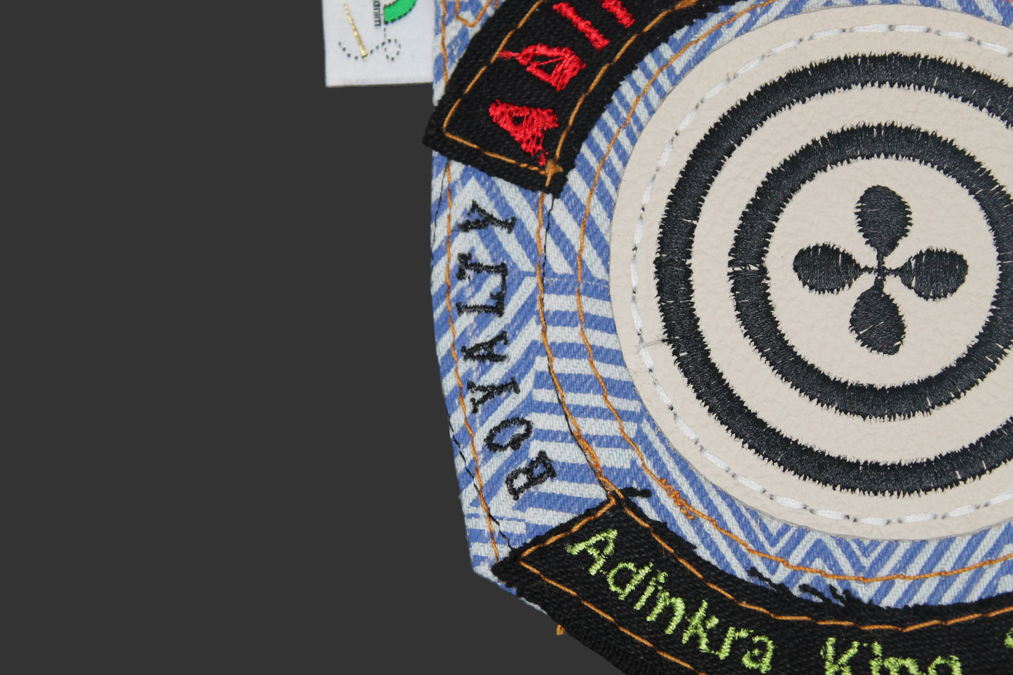 Adinkrahene Dua King Stamp # 3  Upcycled jeans Pocket Patch  African Diaspora