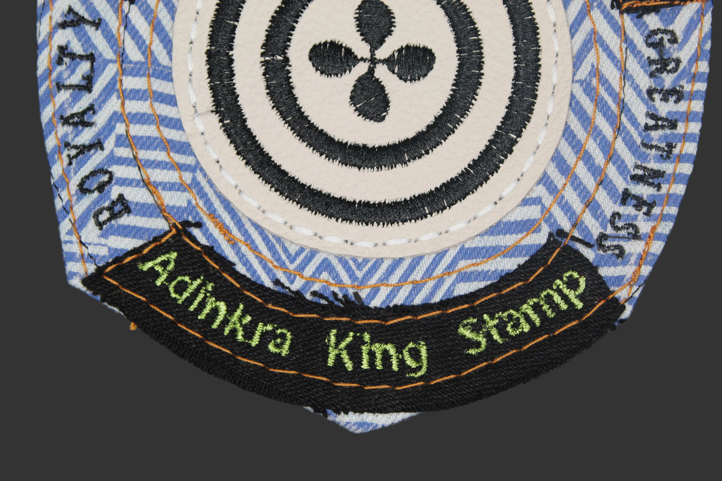 Adinkrahene Dua King Stamp # 3  Upcycled jeans Pocket Patch  African Diaspora