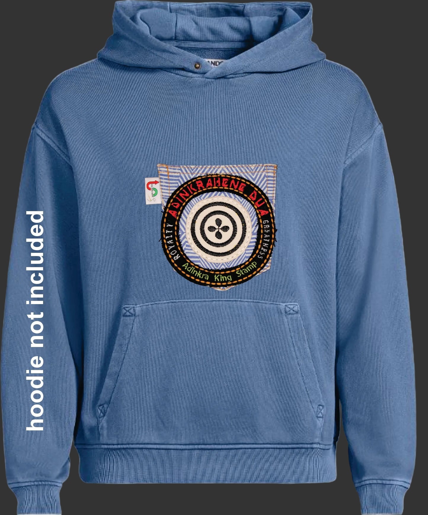 Adinkrahene Dua King Stamp # 4  Upcycled jeans Pocket Patch  African Diaspora