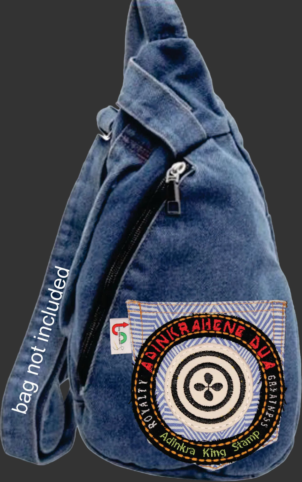 Adinkrahene Dua King Stamp # 4  Upcycled jeans Pocket Patch  African Diaspora