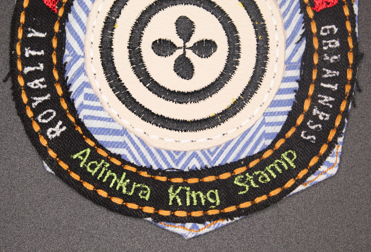 Adinkrahene Dua King Stamp # 4  Upcycled jeans Pocket Patch  African Diaspora