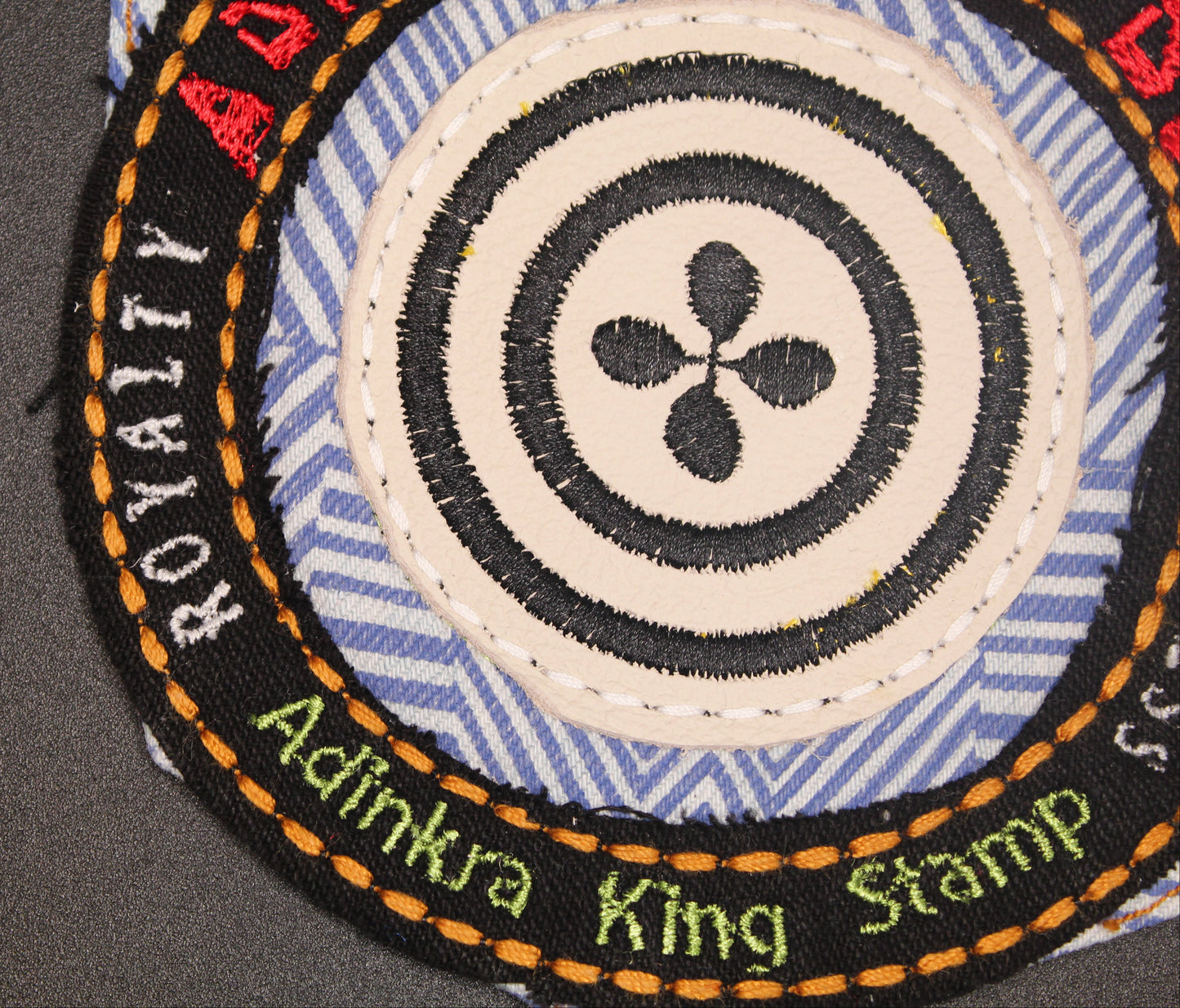 Adinkrahene Dua King Stamp # 4  Upcycled jeans Pocket Patch  African Diaspora
