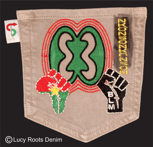 Nkonsonkonson #8 Burkina Faso x BLM  African Diasporsa Upcycled jeans Pocket Patch