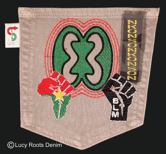 Nkonsonkonson #9 Burkina Faso x BLM African Diaspora Upcycled jeans Pocket Patch