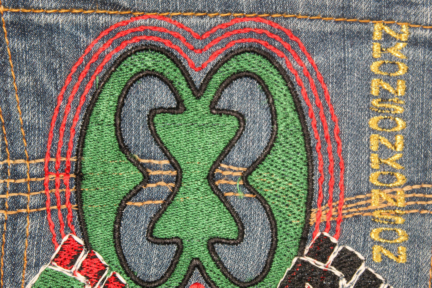 Nkonsonkonson #11 Palestine x BLM African Diaspora Upcycled denim blue jeans Pocket Patch