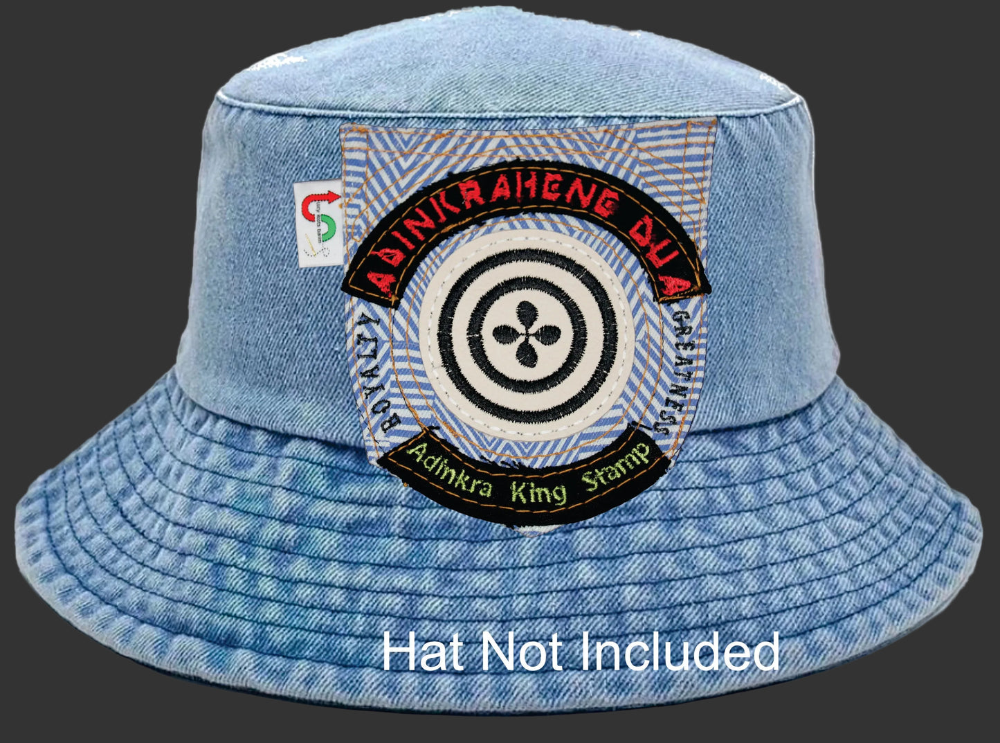 Adinkrahene Dua King Stamp # 3  Upcycled jeans Pocket Patch  African Diaspora