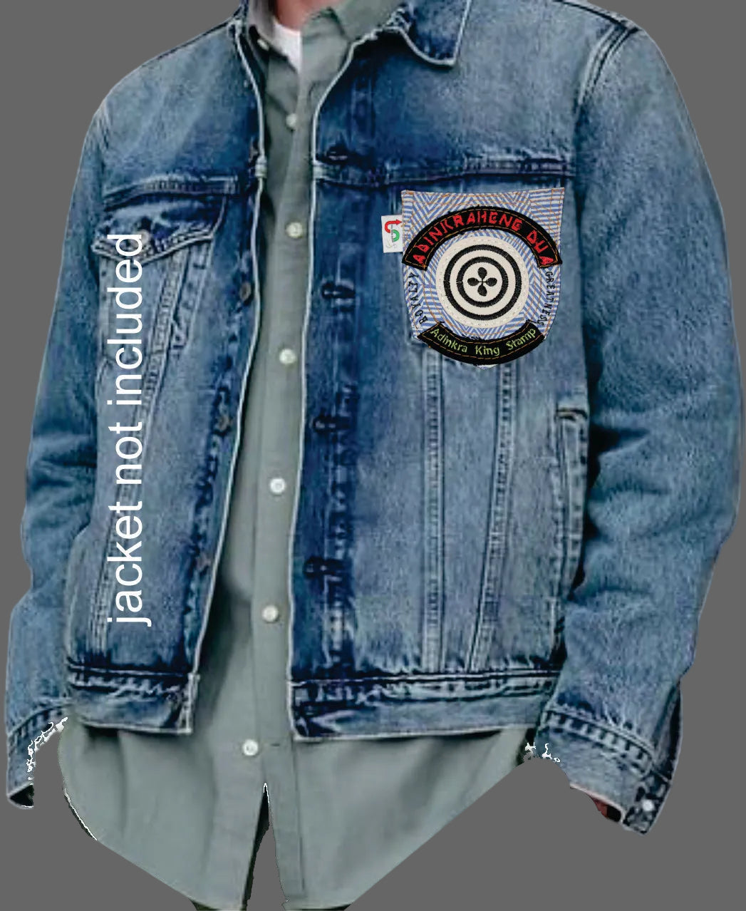 Adinkrahene Dua King Stamp # 3  Upcycled jeans Pocket Patch  African Diaspora