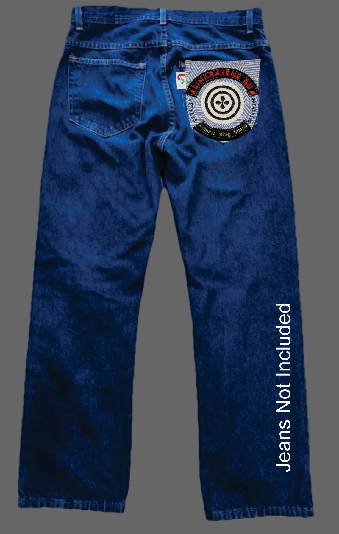 Adinkrahene Dua King Stamp # 3  Upcycled jeans Pocket Patch  African Diaspora