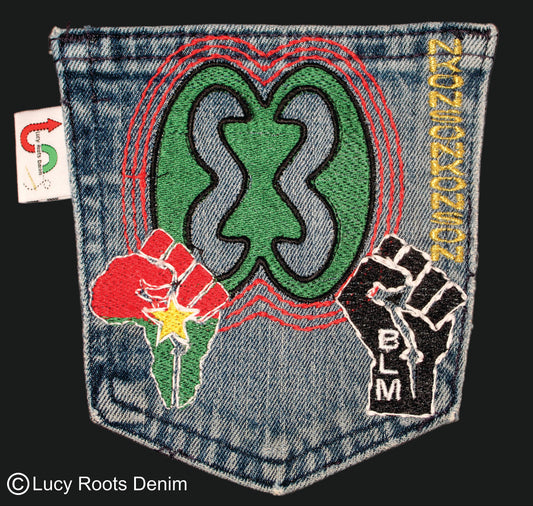 Nkonsonkonson #10 Burkina Faso x BLM African Diaspora Upcycled jeans Pocket Patch