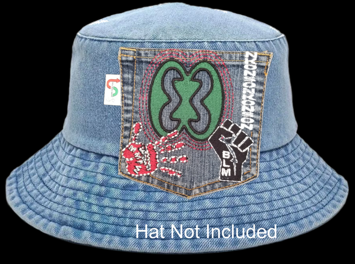 Nkonsonkonson # 5 Upcycled denim blue jeans Pocket Patch African Diaspora Indigenous Peoples