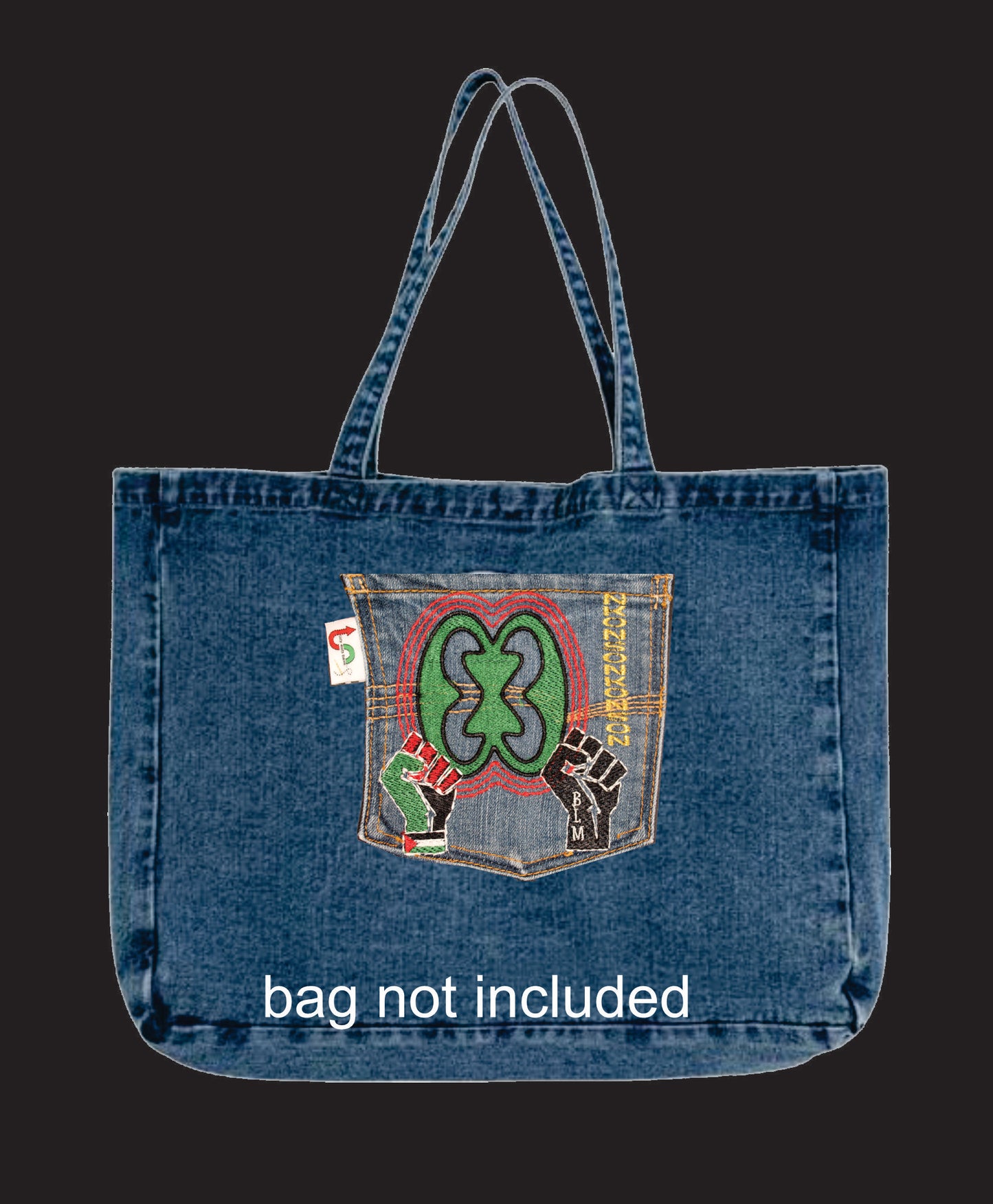 Nkonsonkonson #11 Palestine x BLM African Diaspora Upcycled denim blue jeans Pocket Patch