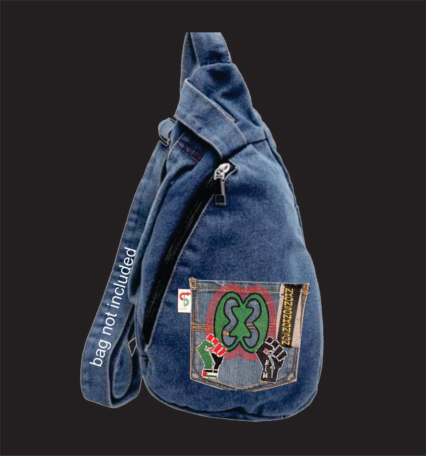 Nkonsonkonson #12 Palestine x BLM African Diaspora Upcycled denim blue jeans Pocket Patch